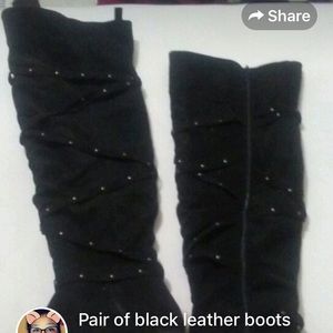 Black sequined boots.